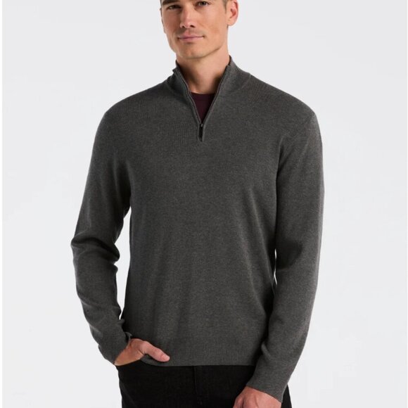 Perry Ellis Navy Sweater Size Large mock neck features a quarter zip - Picture 1 of 8